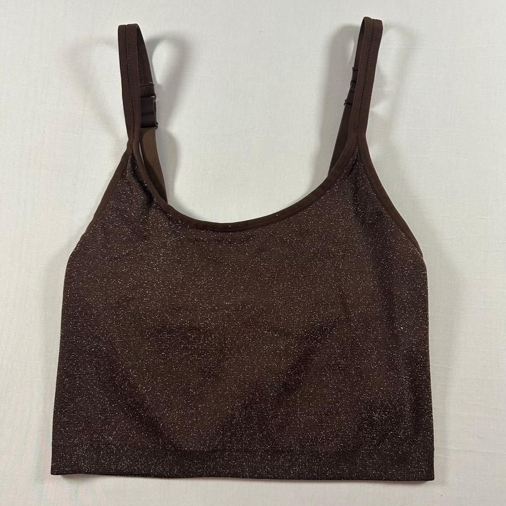 Aerie Bralette Womens XXL Brown Shimmer Metallic Lurex Adjustable Straps Sparkle